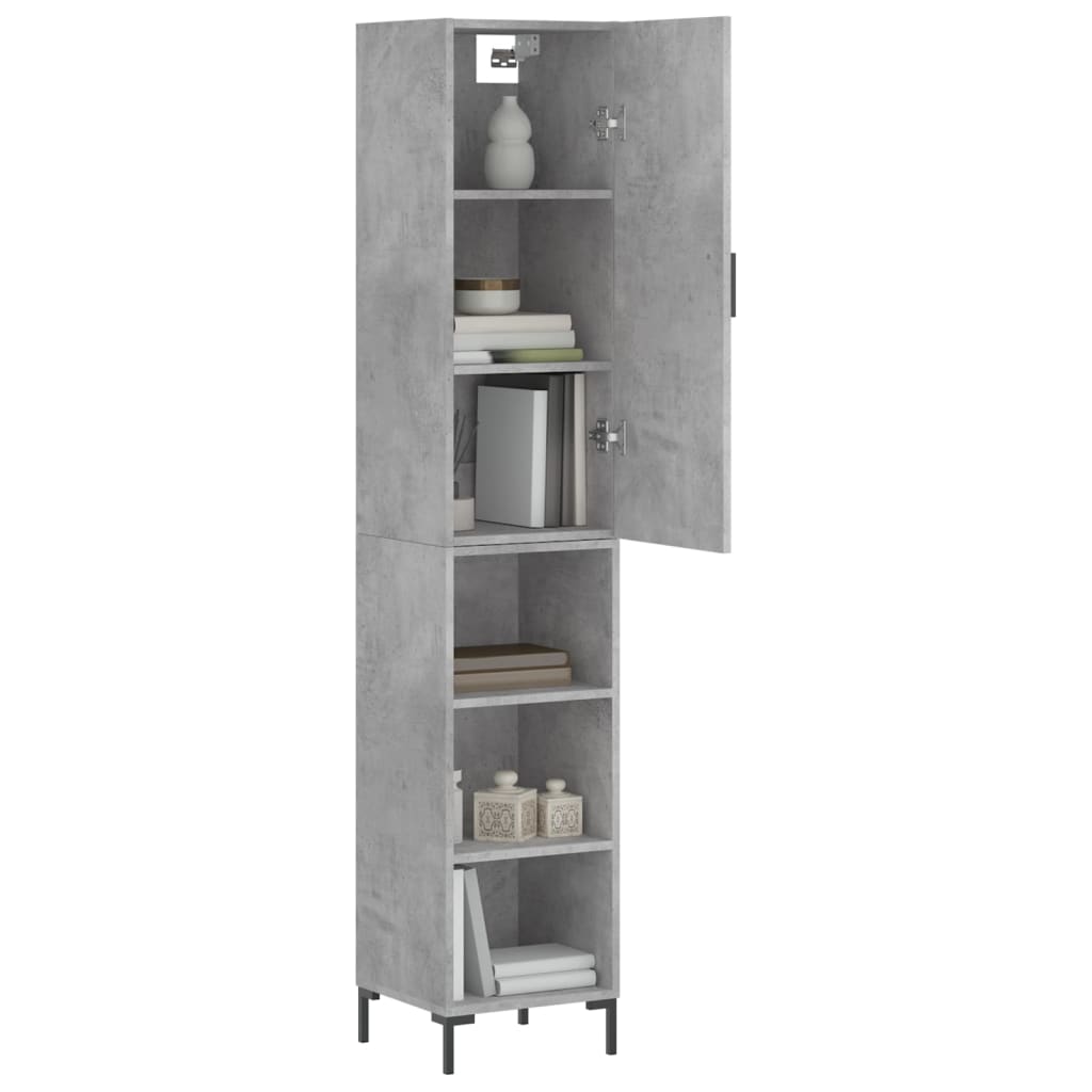 Betonszürke szerelt fa magasszekrény 34,5x34x180 cm 3