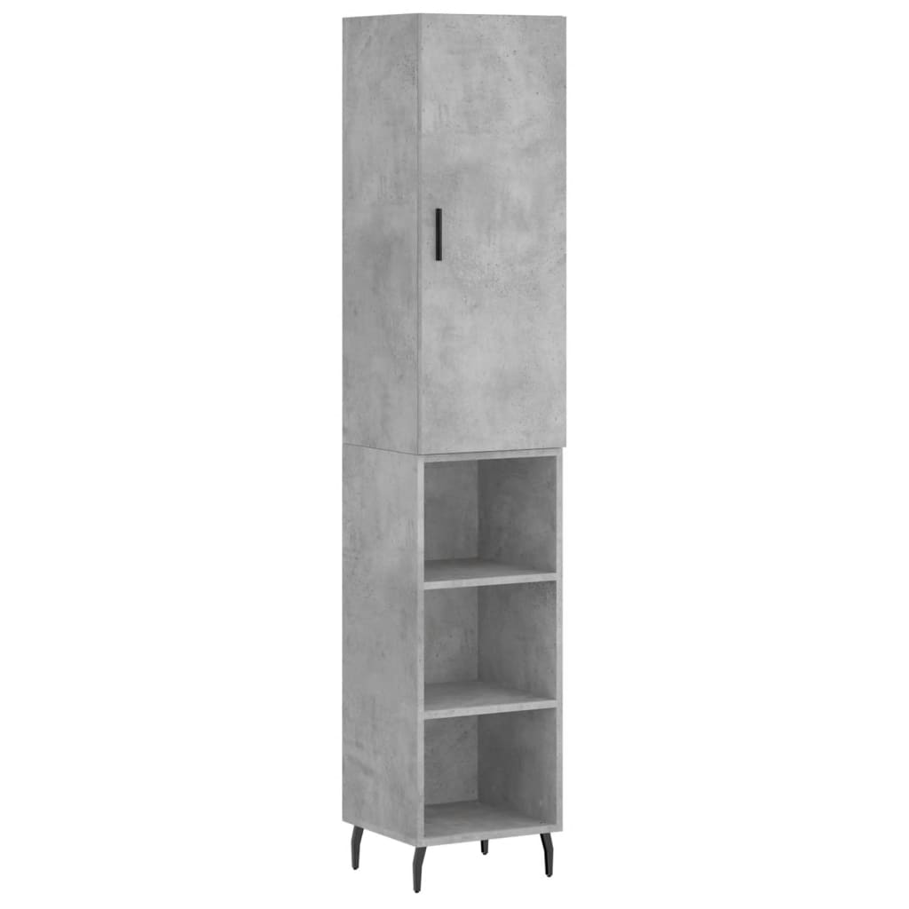 Betonszürke szerelt fa magasszekrény 34,5x34x180 cm 2