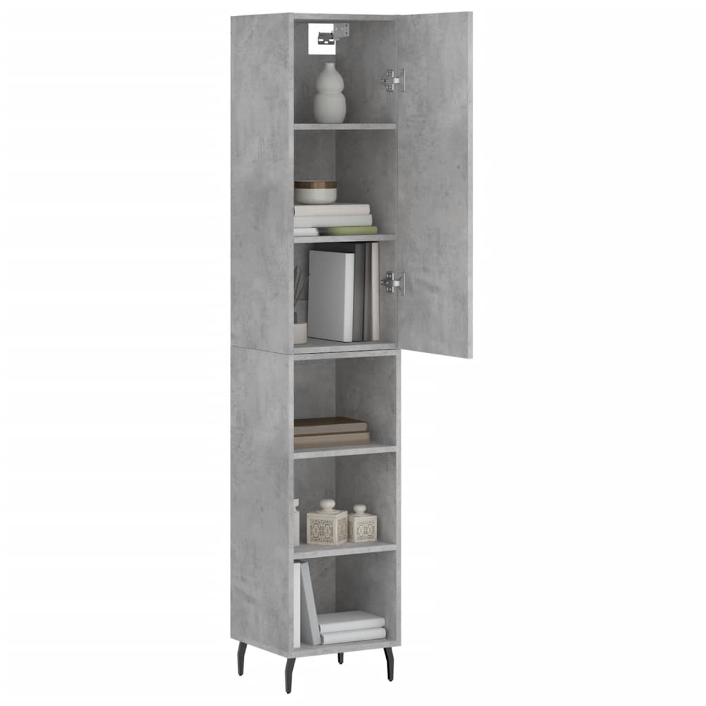Betonszürke szerelt fa magasszekrény 34,5x34x180 cm 3