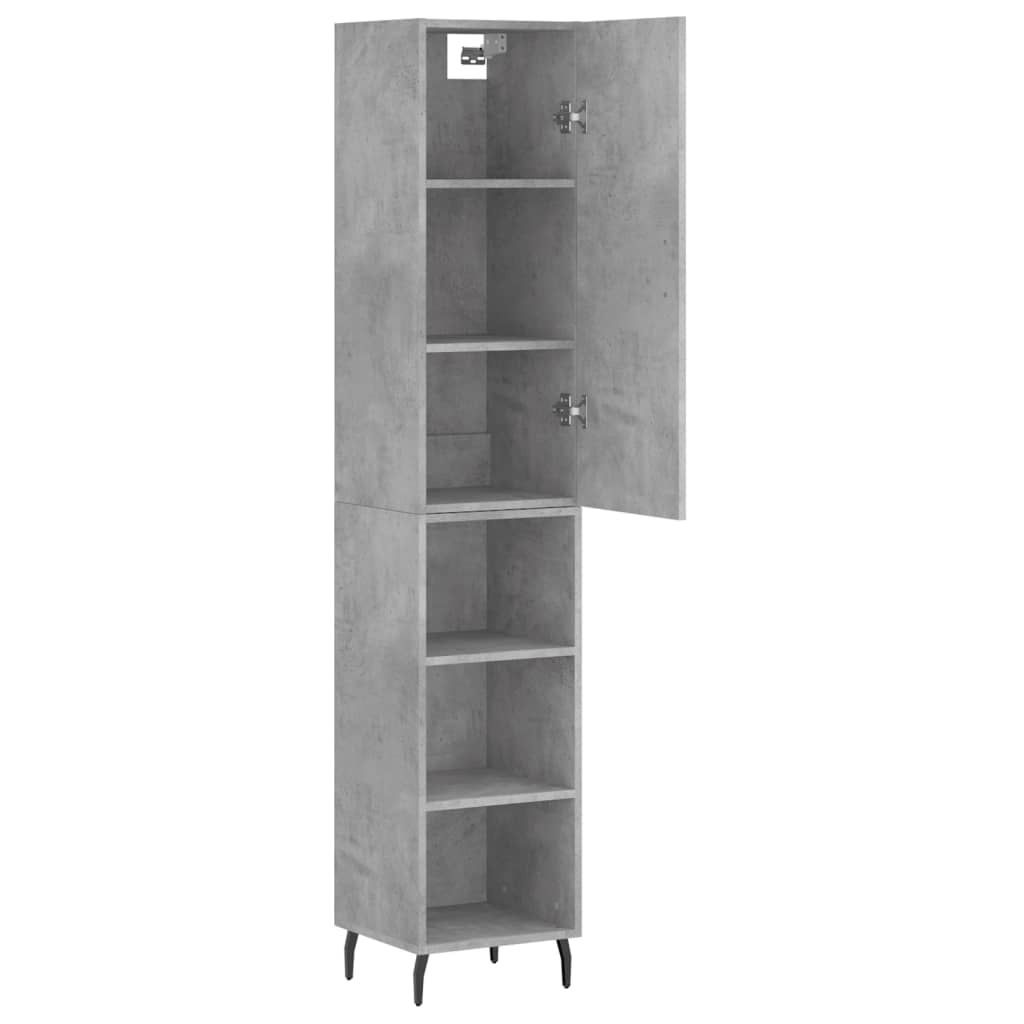 Betonszürke szerelt fa magasszekrény 34,5x34x180 cm 4