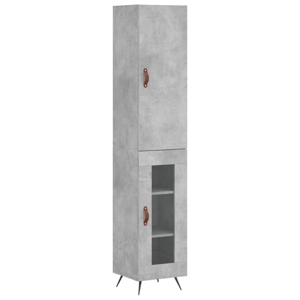 Betonszürke szerelt fa magasszekrény 34,5x34x180 cm 2