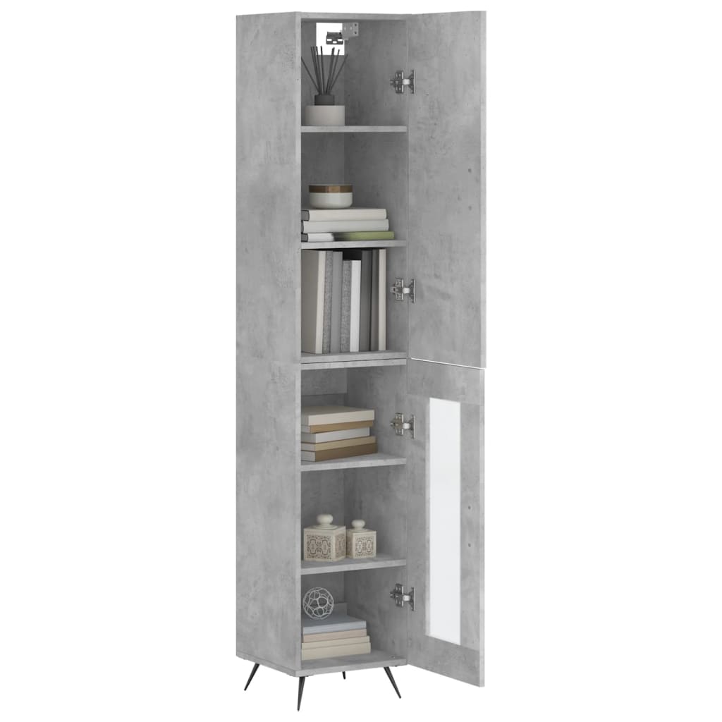 Betonszürke szerelt fa magasszekrény 34,5x34x180 cm 3