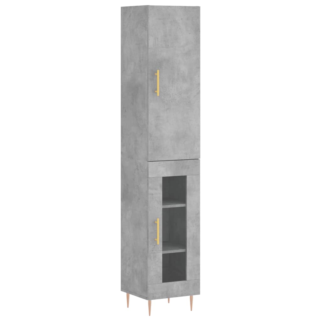 Betonszürke szerelt fa magasszekrény 34,5x34x180 cm 2