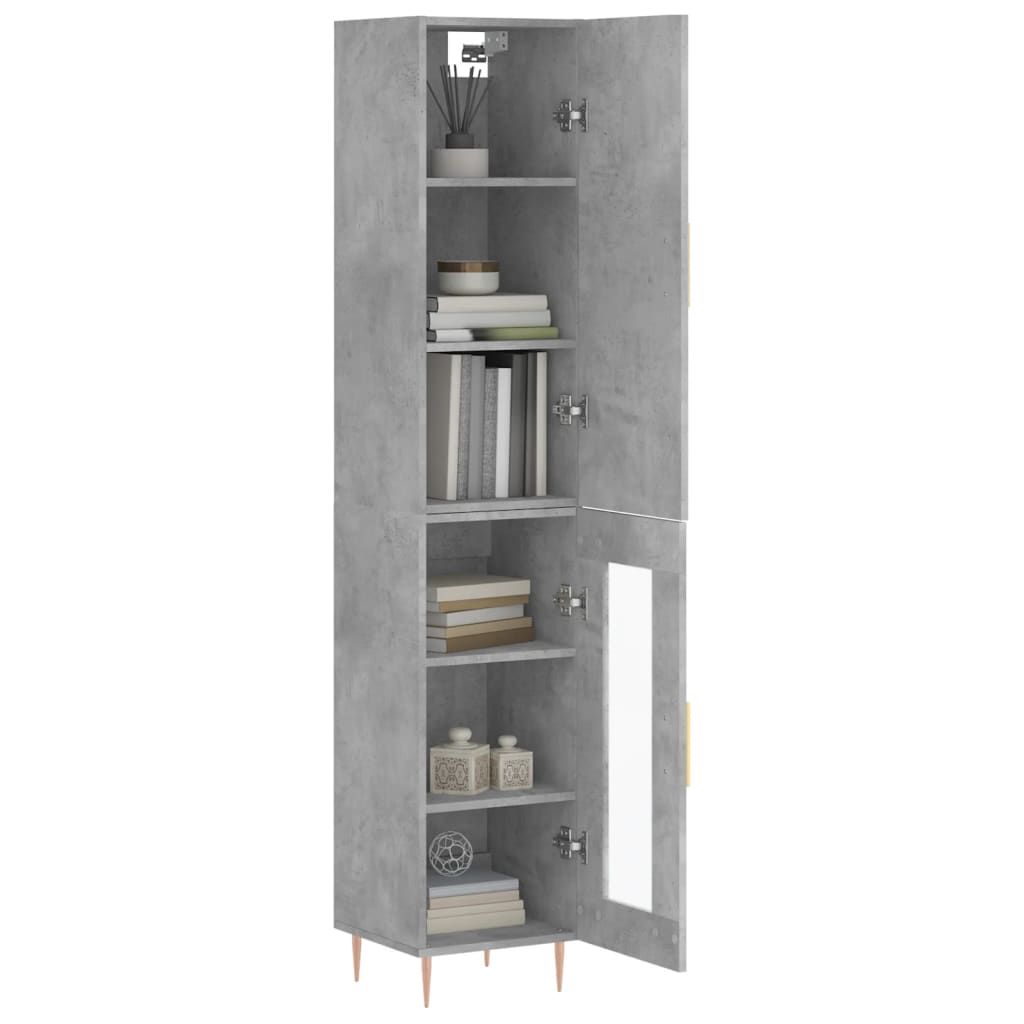 Betonszürke szerelt fa magasszekrény 34,5x34x180 cm 3