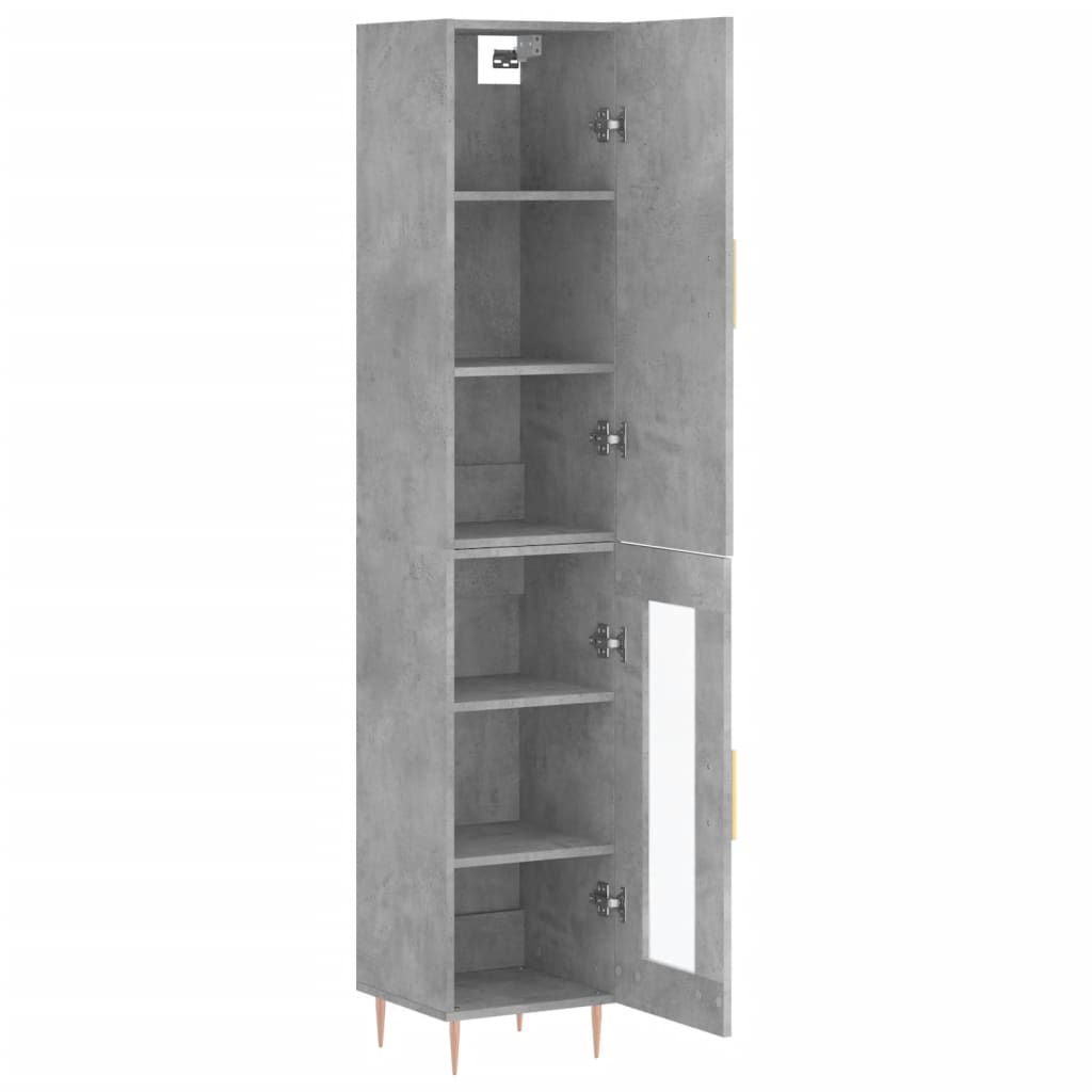 Betonszürke szerelt fa magasszekrény 34,5x34x180 cm 4