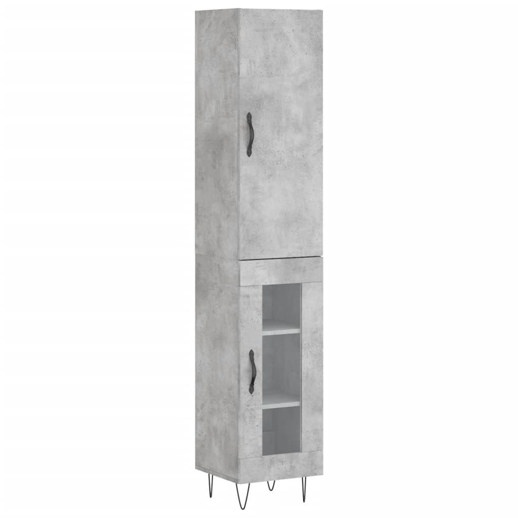 Betonszürke szerelt fa magasszekrény 34,5x34x180 cm 2