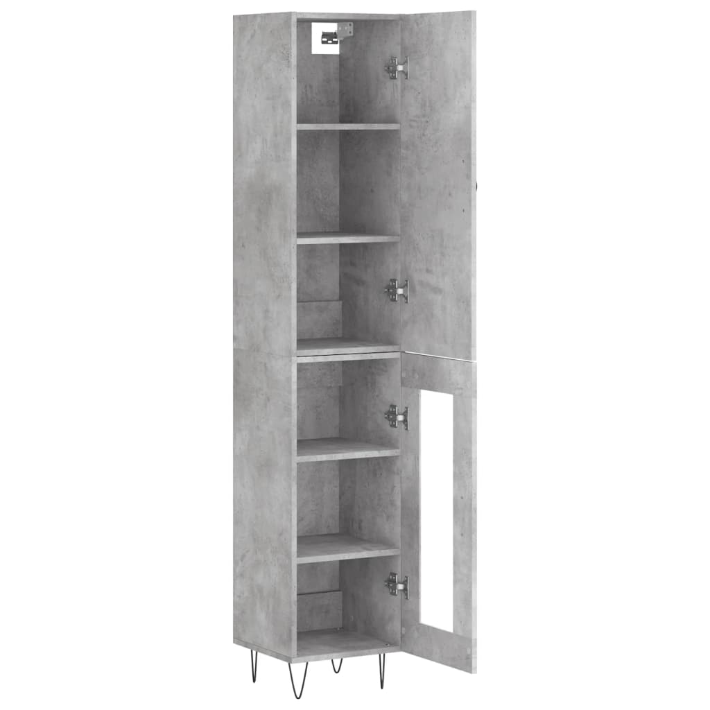 Betonszürke szerelt fa magasszekrény 34,5x34x180 cm 4