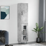 Betonszürke szerelt fa magasszekrény 34,5x34x180 cm