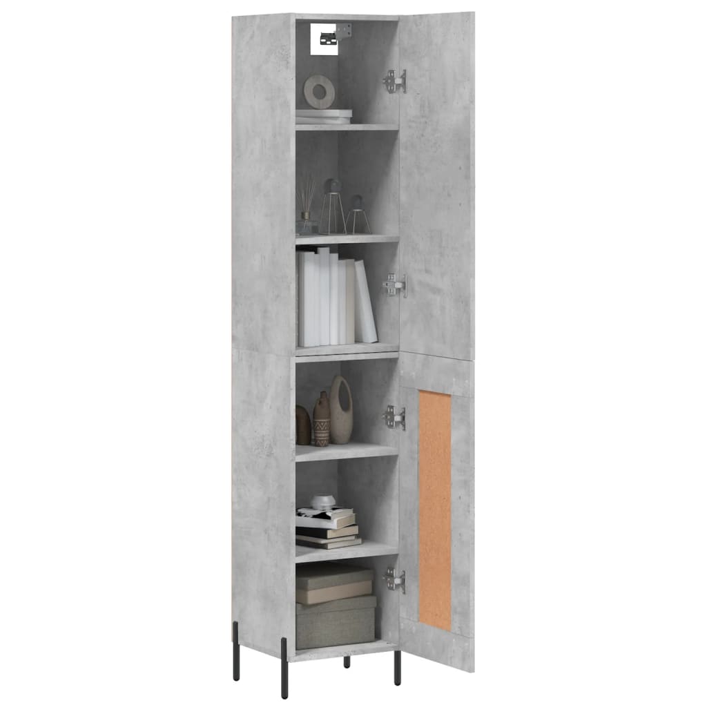 Betonszürke szerelt fa magasszekrény 34,5x34x180 cm 3