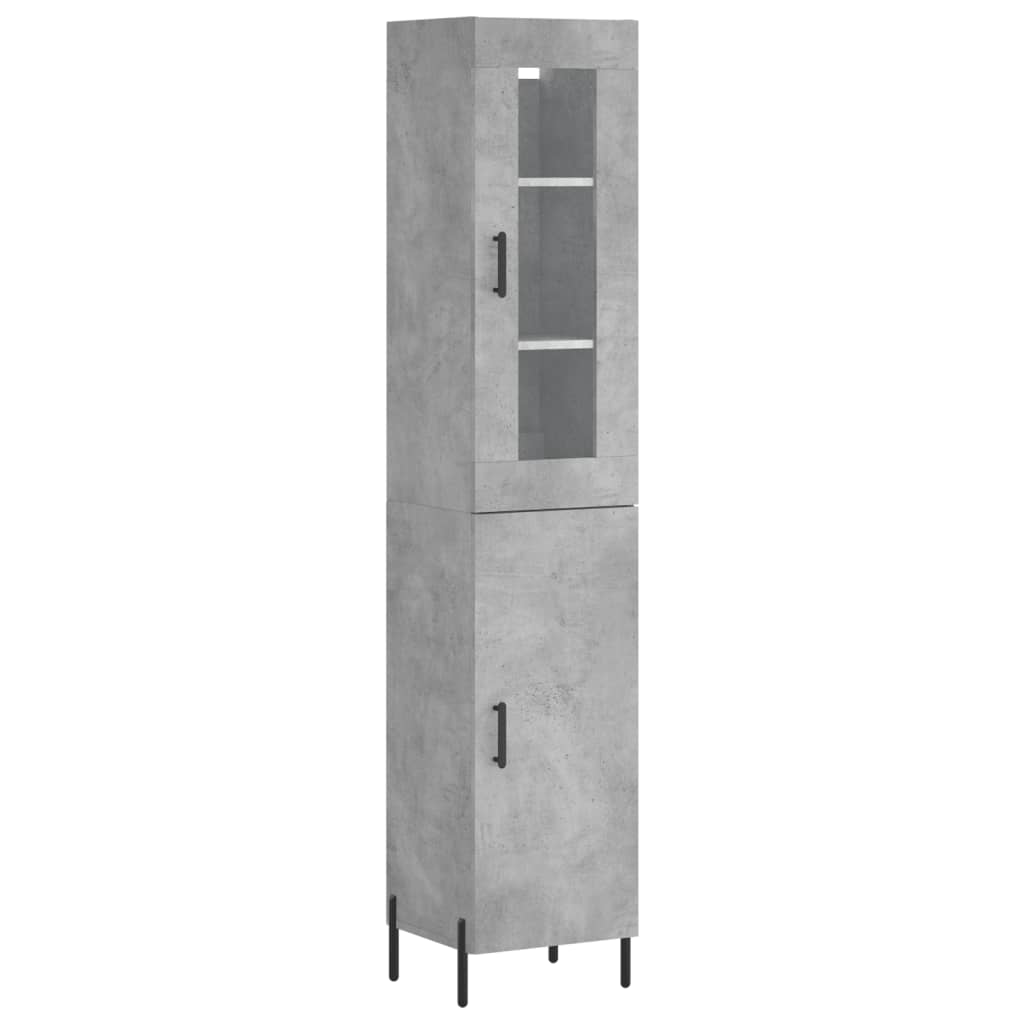 Betonszürke szerelt fa magasszekrény 34,5x34x180 cm 2