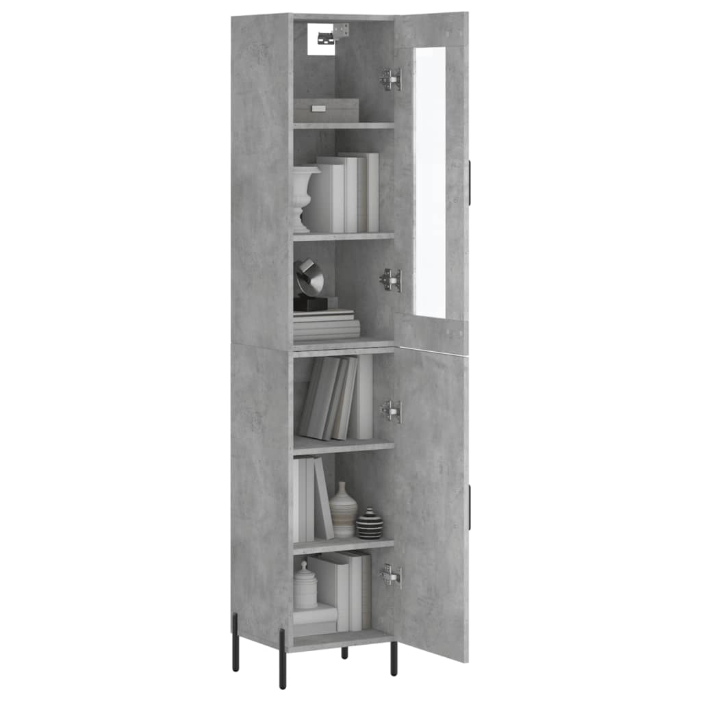 Betonszürke szerelt fa magasszekrény 34,5x34x180 cm 3