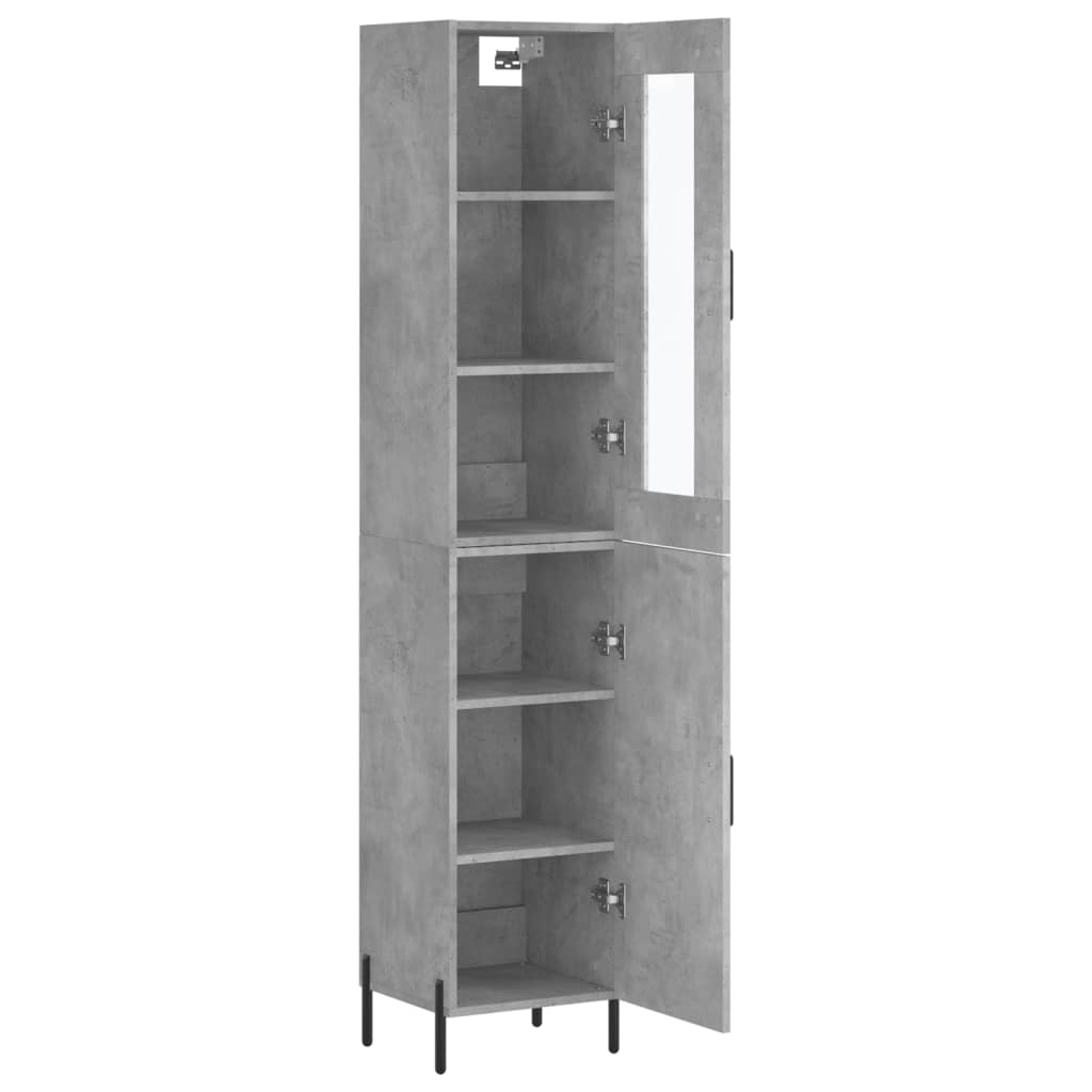 Betonszürke szerelt fa magasszekrény 34,5x34x180 cm 4