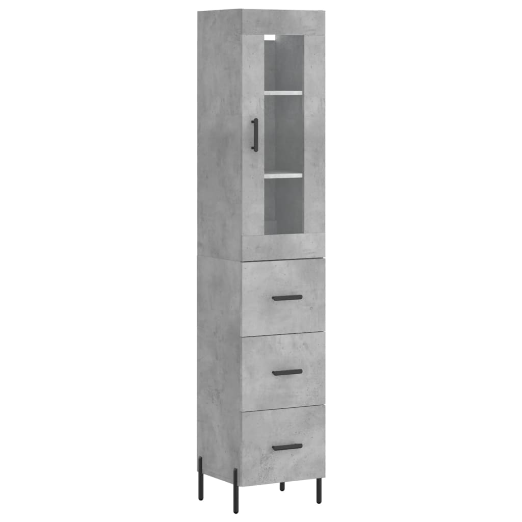Betonszürke szerelt fa magasszekrény 34,5x34x180 cm 2