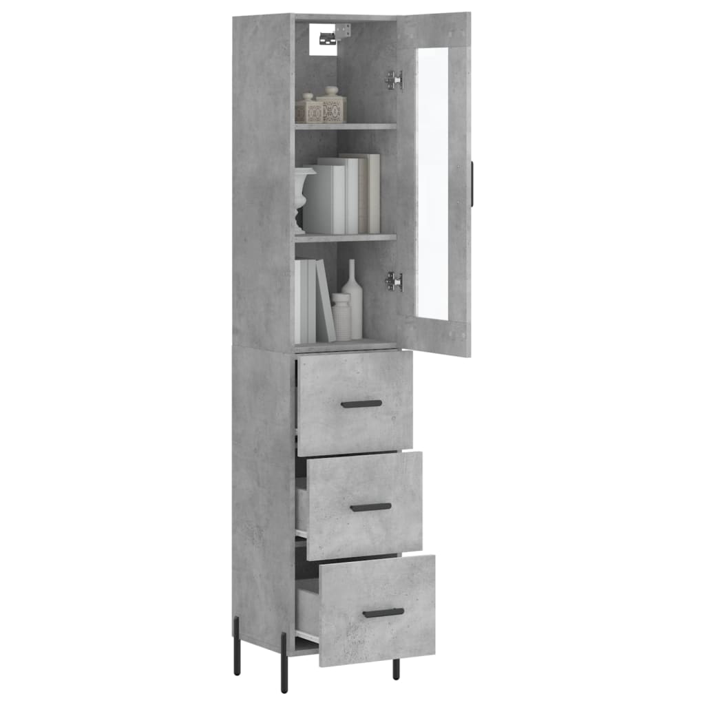 Betonszürke szerelt fa magasszekrény 34,5x34x180 cm 3