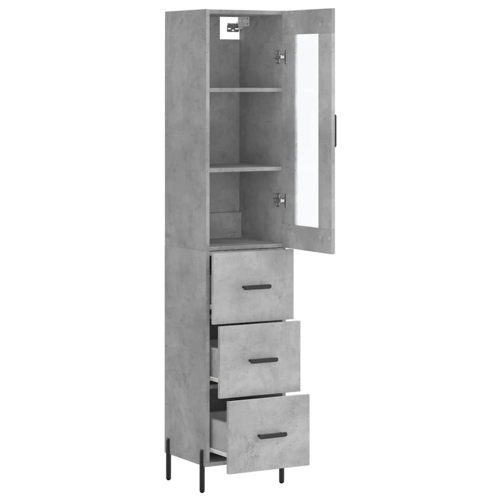 Betonszürke szerelt fa magasszekrény 34,5x34x180 cm 4