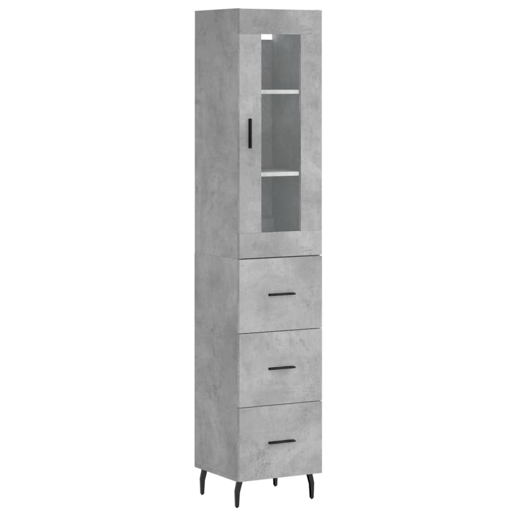 Betonszürke szerelt fa magasszekrény 34,5x34x180 cm 2