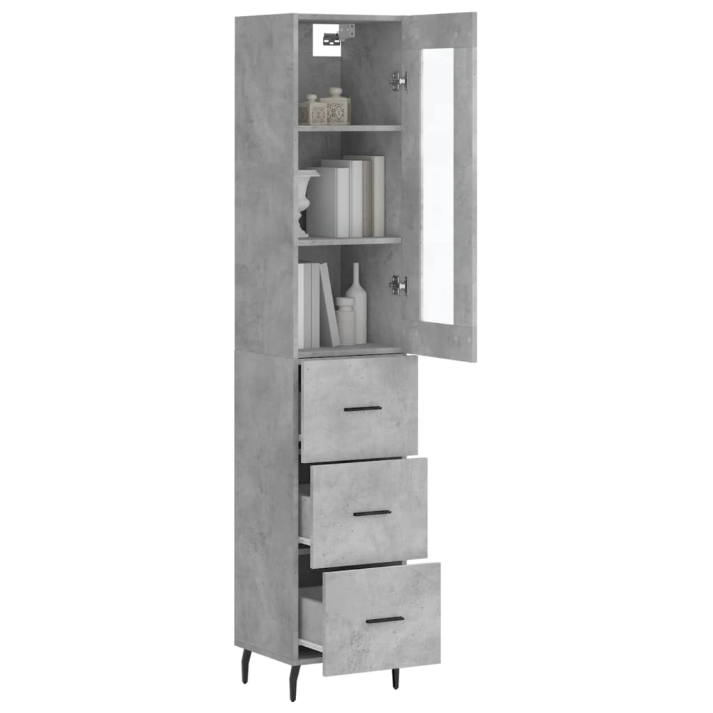 Betonszürke szerelt fa magasszekrény 34,5x34x180 cm 3