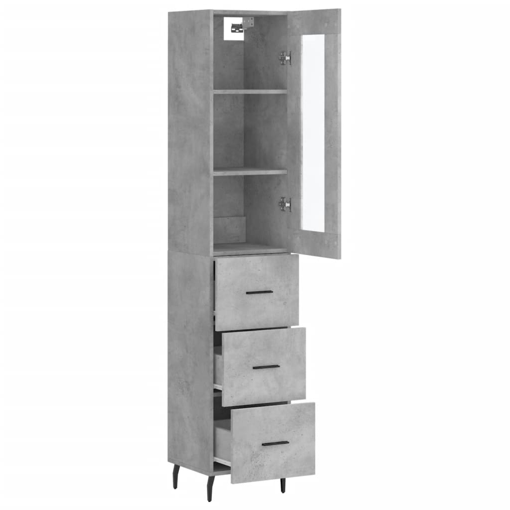 Betonszürke szerelt fa magasszekrény 34,5x34x180 cm 4