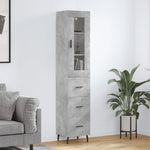 Betonszürke szerelt fa magasszekrény 34,5x34x180 cm