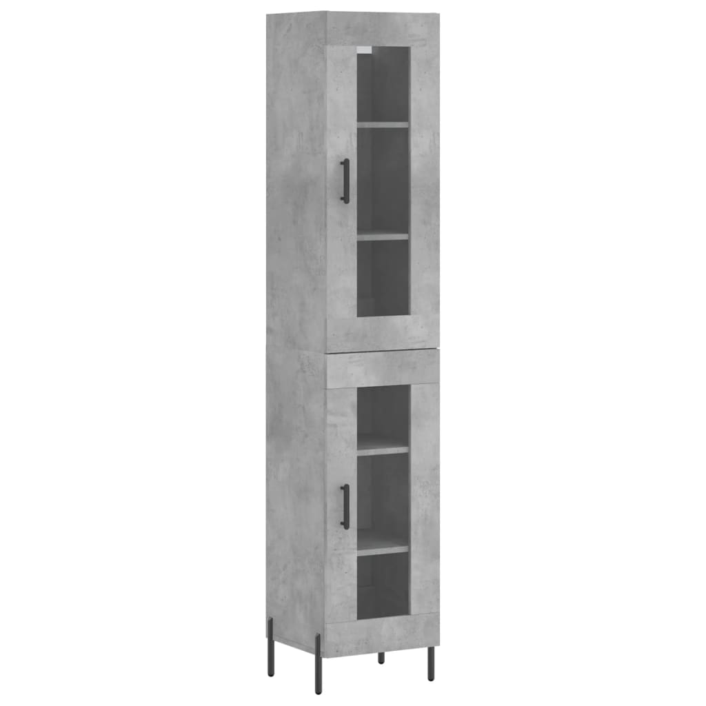 Betonszürke szerelt fa magasszekrény 34,5x34x180 cm 2
