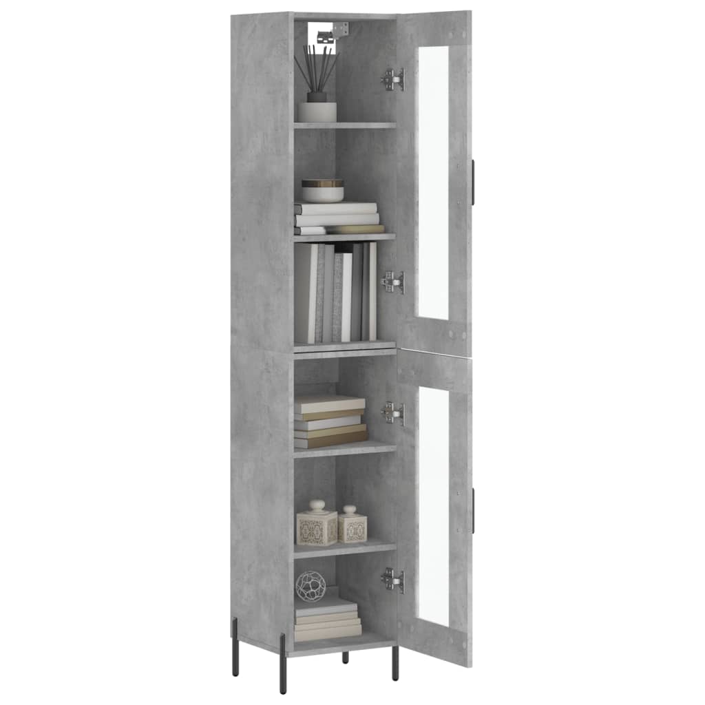 Betonszürke szerelt fa magasszekrény 34,5x34x180 cm 3