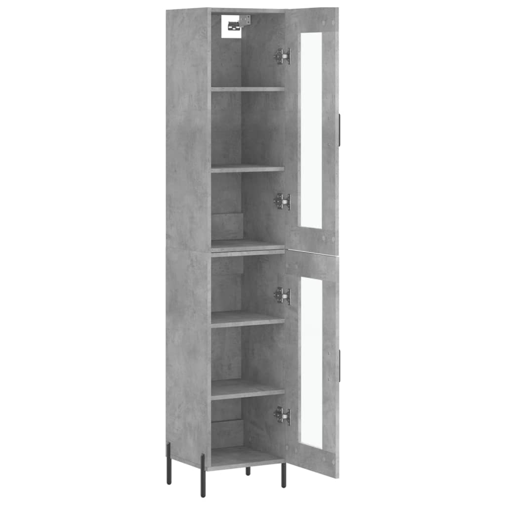 Betonszürke szerelt fa magasszekrény 34,5x34x180 cm 4