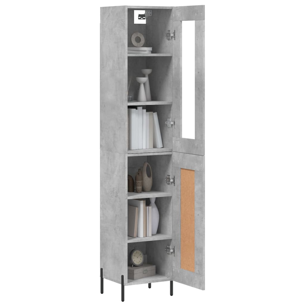 Betonszürke szerelt fa magasszekrény 34,5x34x180 cm 3