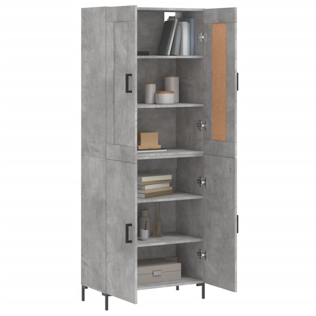 Betonszürke szerelt fa magasszekrény 69,5 x 34 x 180 cm 3