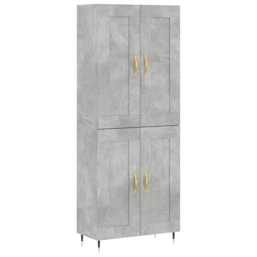 Betonszürke szerelt fa magasszekrény 69,5 x 34 x 180 cm 2