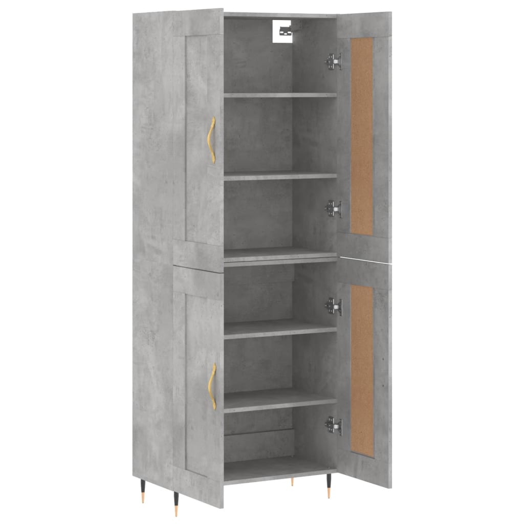 Betonszürke szerelt fa magasszekrény 69,5 x 34 x 180 cm 3