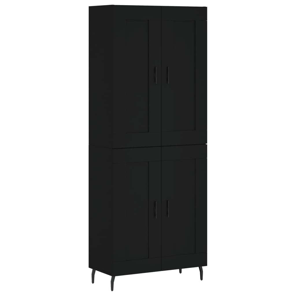Fekete szerelt fa magasszekrény 69,5 x 34 x 180 cm 2