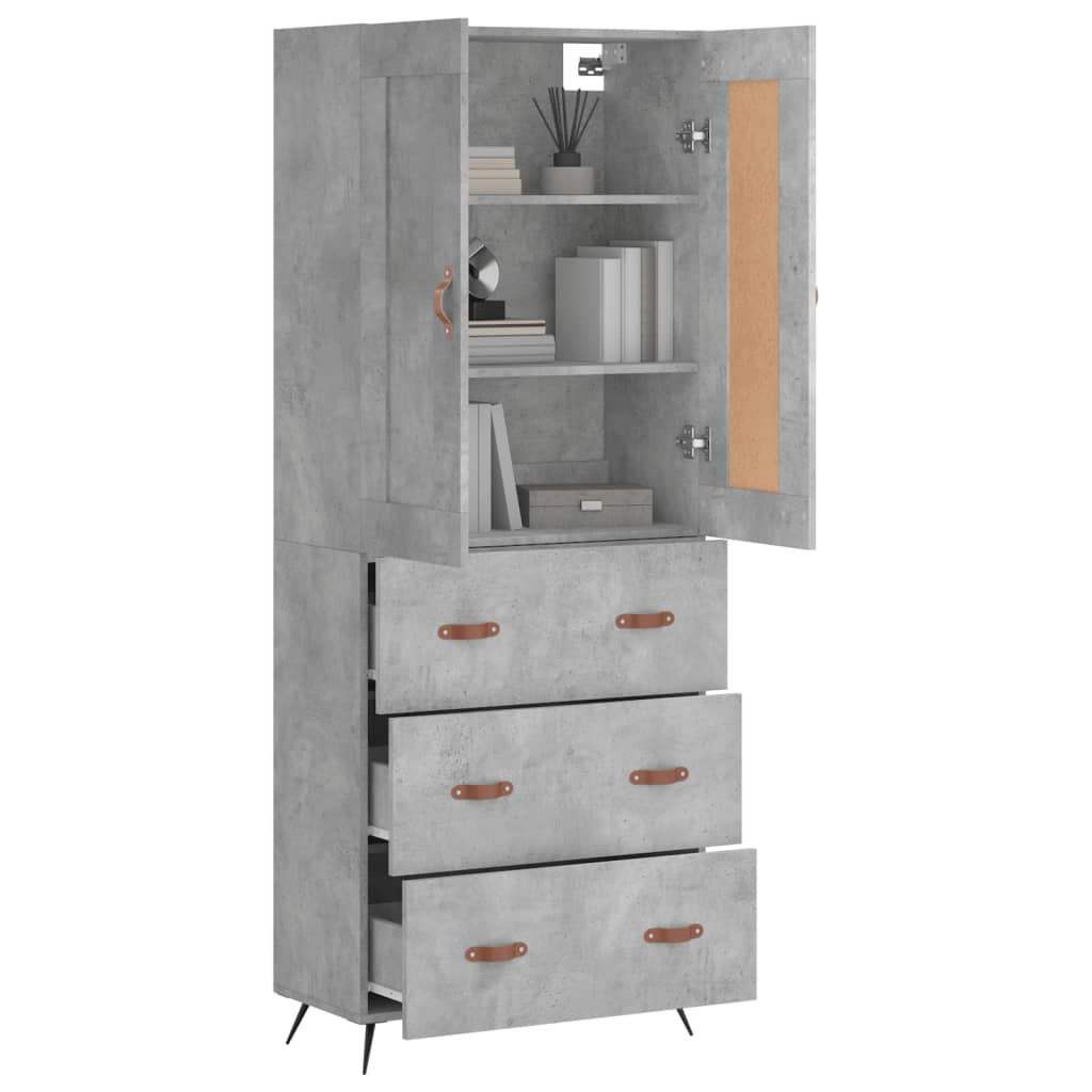 Betonszürke szerelt fa magasszekrény 69,5 x 34 x 180 cm 12