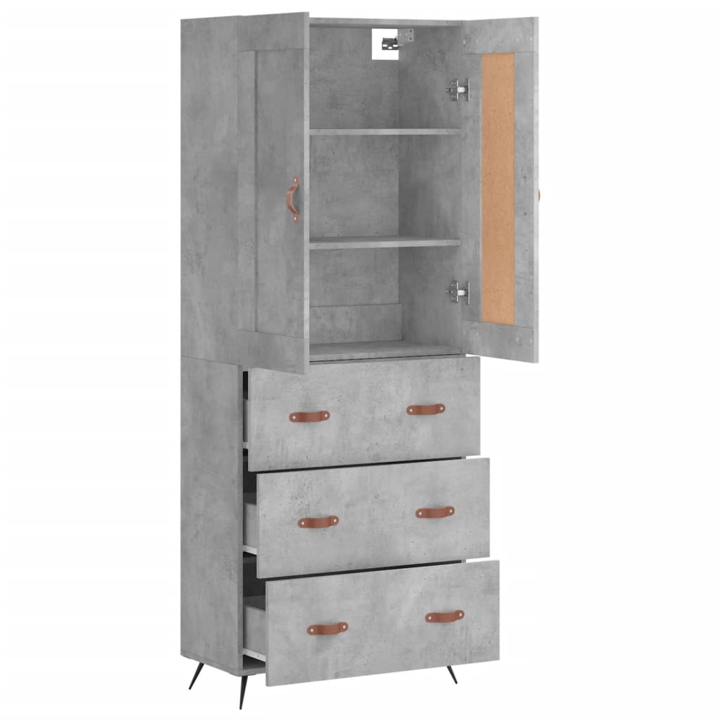 Betonszürke szerelt fa magasszekrény 69,5 x 34 x 180 cm 3