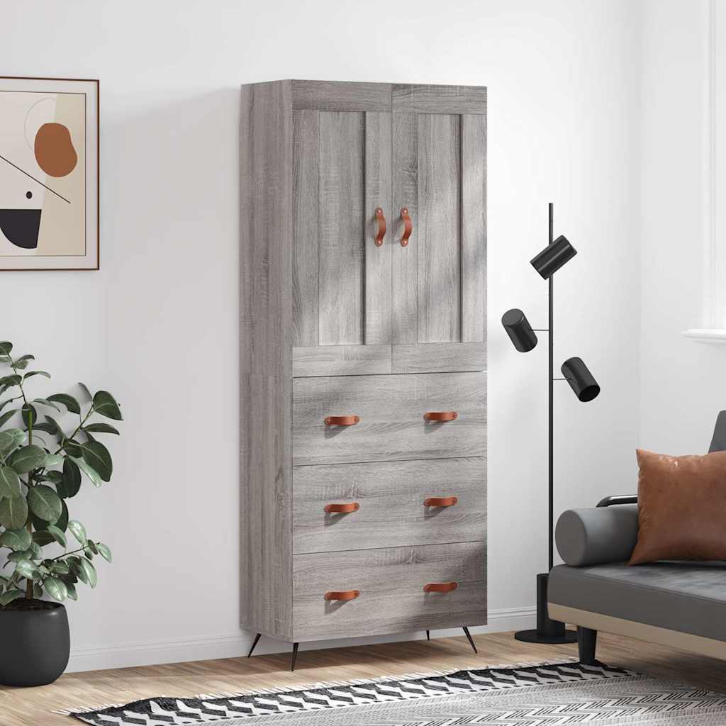 Szürke sonoma szerelt fa magasszekrény 69,5 x 34 x 180 cm