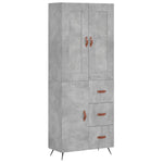 Betonszürke szerelt fa magasszekrény 69,5 x 34 x 180 cm 2
