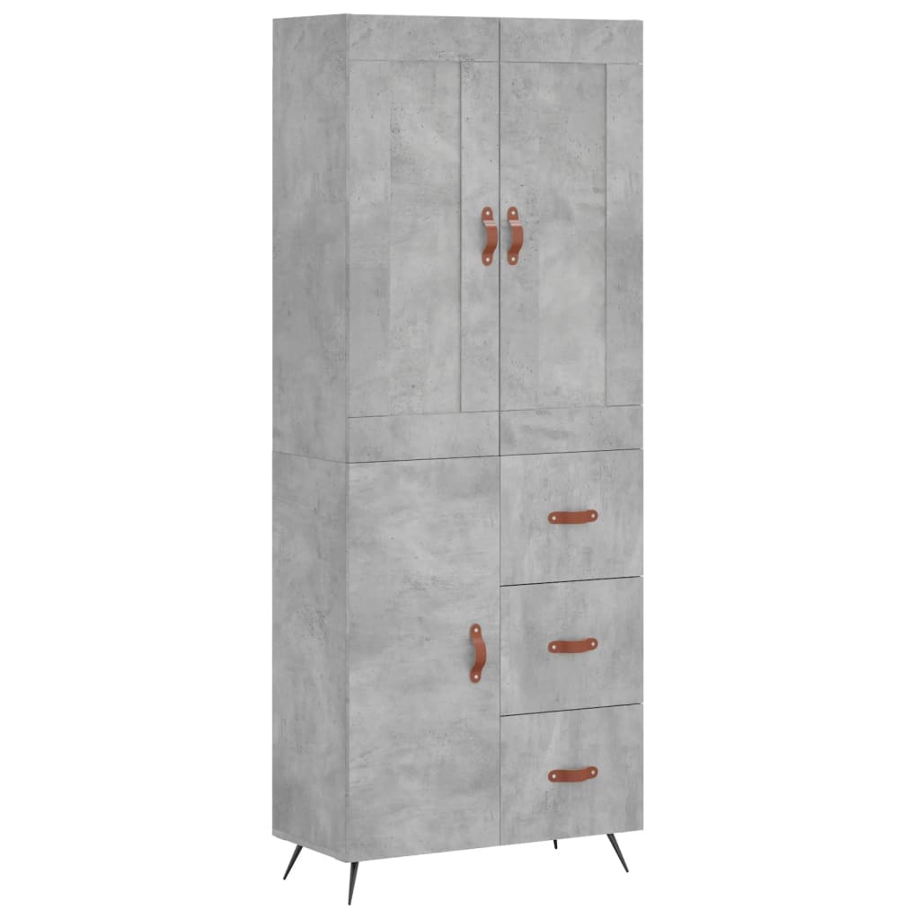 Betonszürke szerelt fa magasszekrény 69,5 x 34 x 180 cm 2