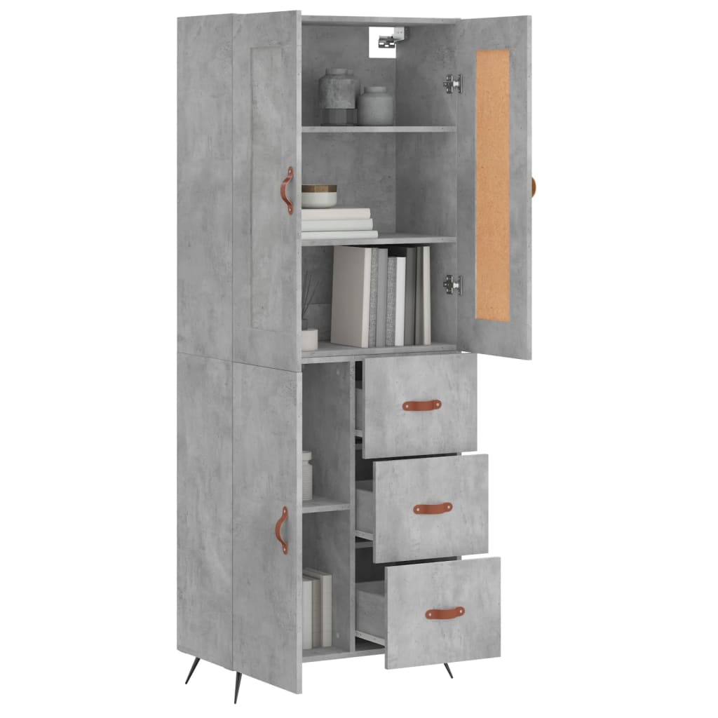 Betonszürke szerelt fa magasszekrény 69,5 x 34 x 180 cm 3