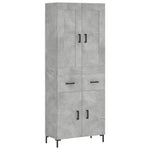 Betonszürke szerelt fa magasszekrény 69,5 x 34 x 180 cm 2