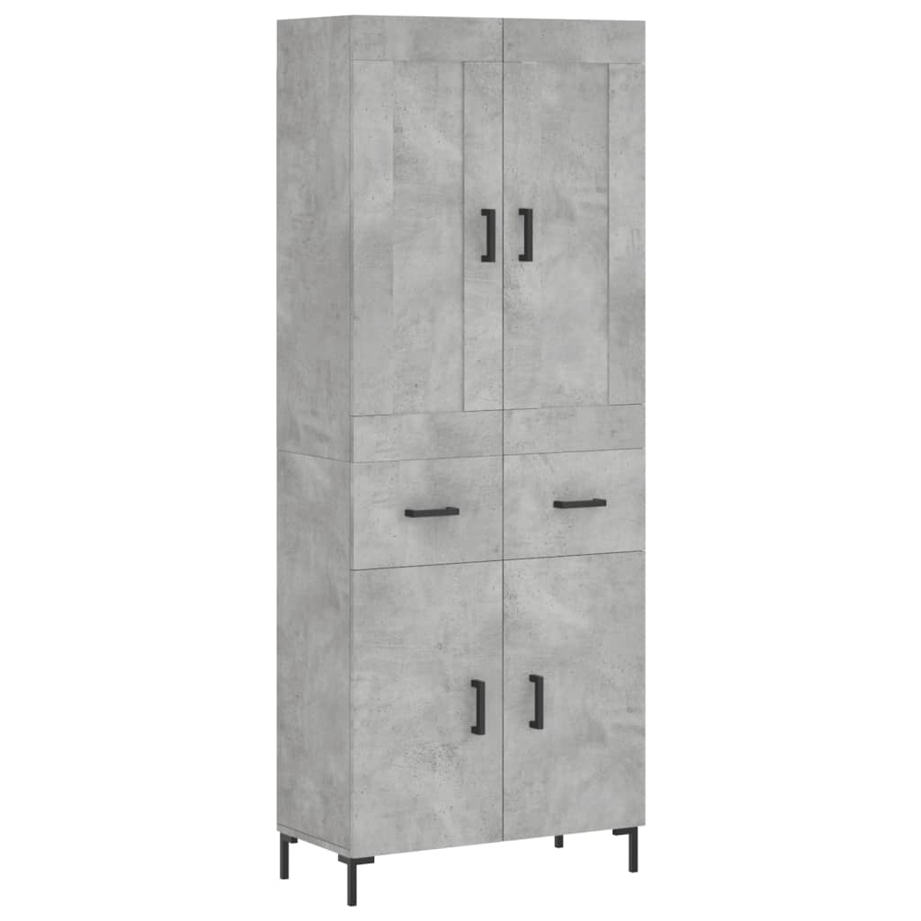 Betonszürke szerelt fa magasszekrény 69,5 x 34 x 180 cm 2