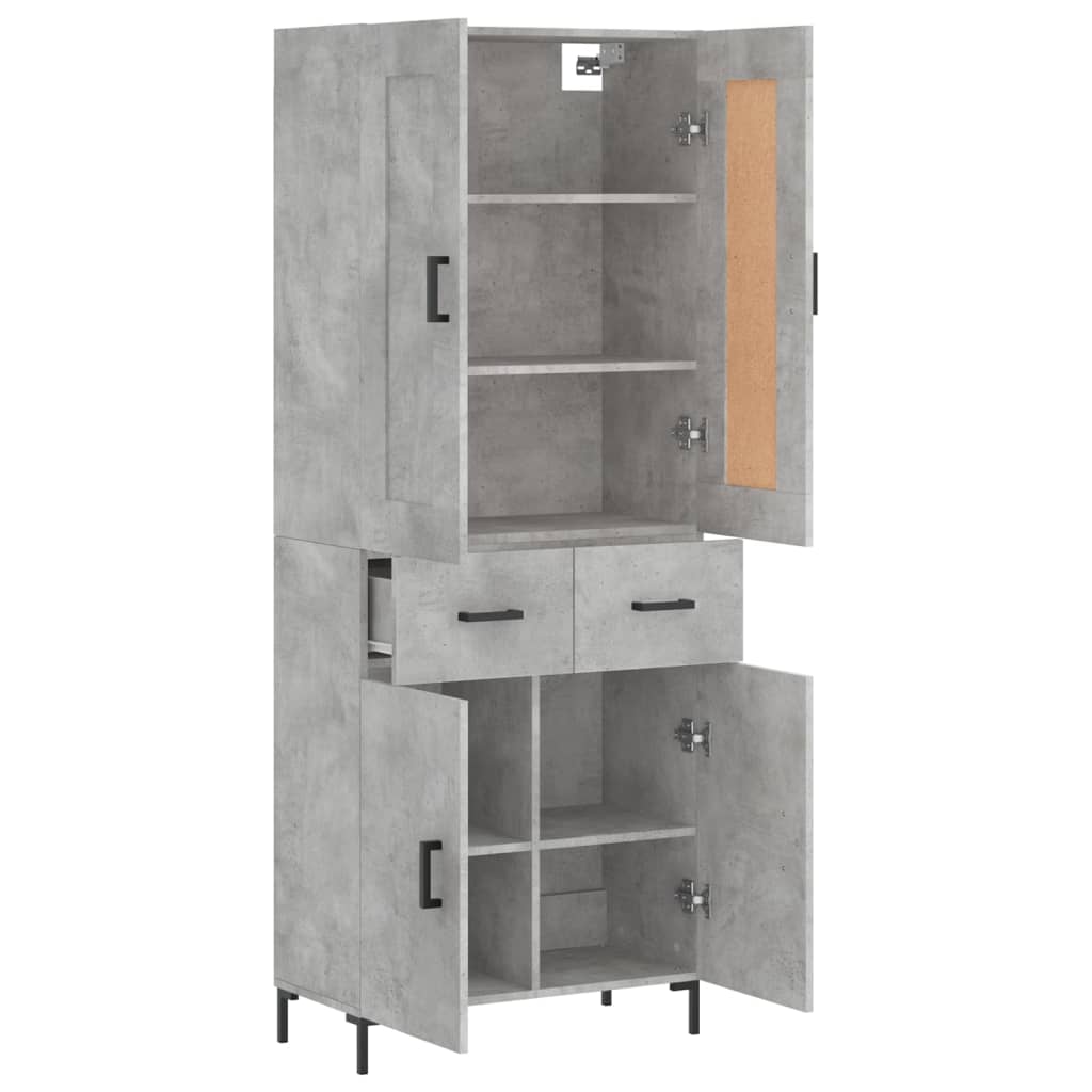 Betonszürke szerelt fa magasszekrény 69,5 x 34 x 180 cm 4