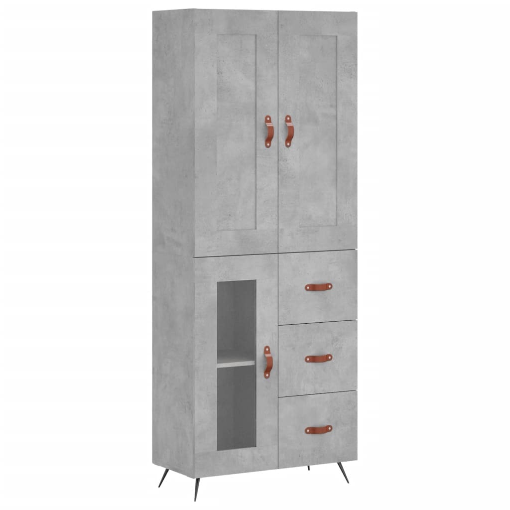 Betonszürke szerelt fa magasszekrény 69,5 x 34 x 180 cm 2