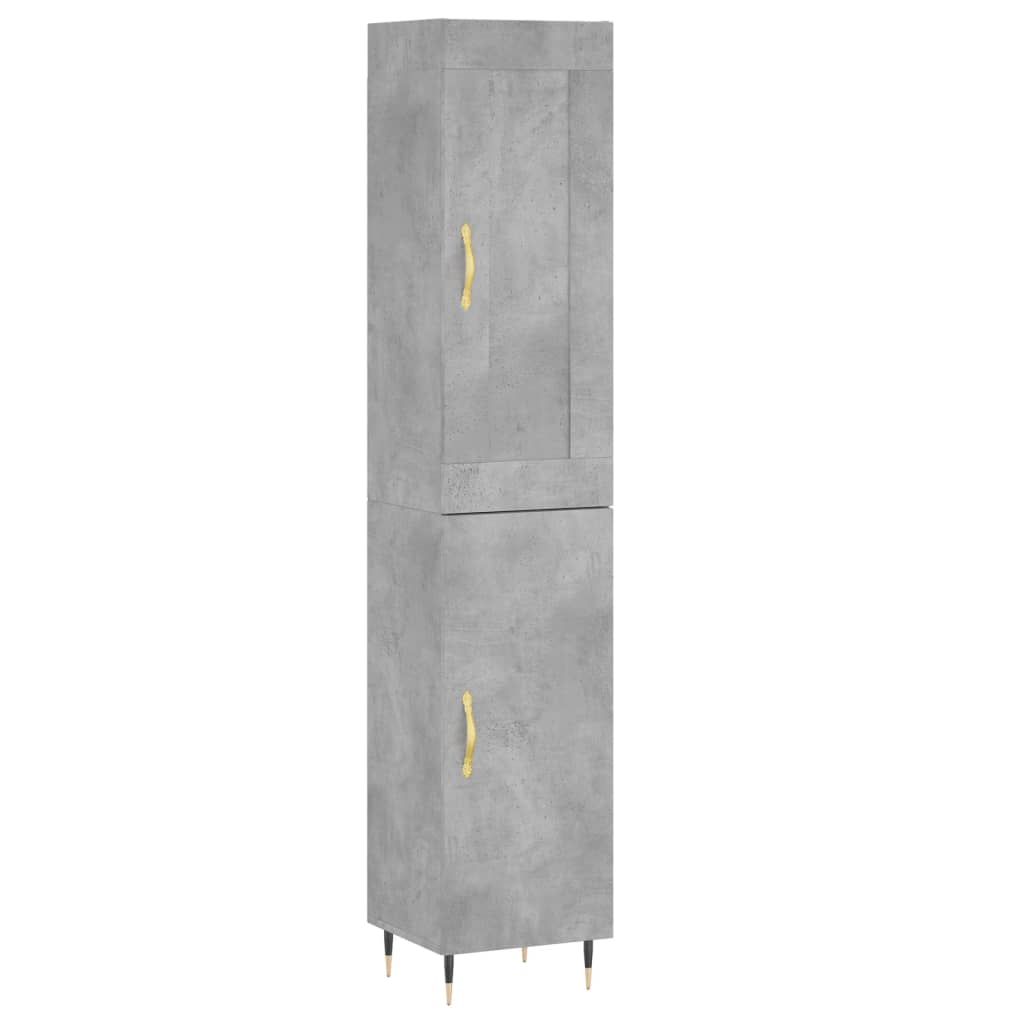 Betonszürke szerelt fa magasszekrény 34,5x34x180 cm 2