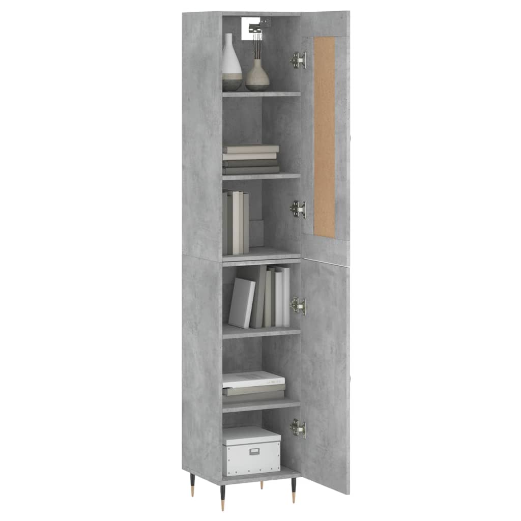 Betonszürke szerelt fa magasszekrény 34,5x34x180 cm 3