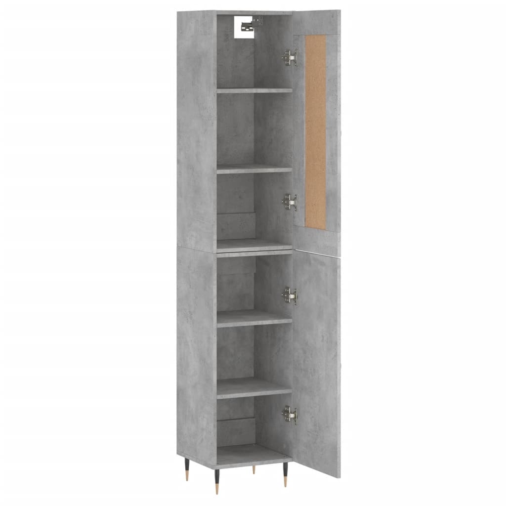 Betonszürke szerelt fa magasszekrény 34,5x34x180 cm 4