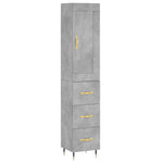 Betonszürke szerelt fa magasszekrény 34,5x34x180 cm 2