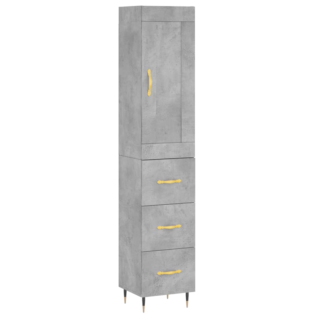 Betonszürke szerelt fa magasszekrény 34,5x34x180 cm 2