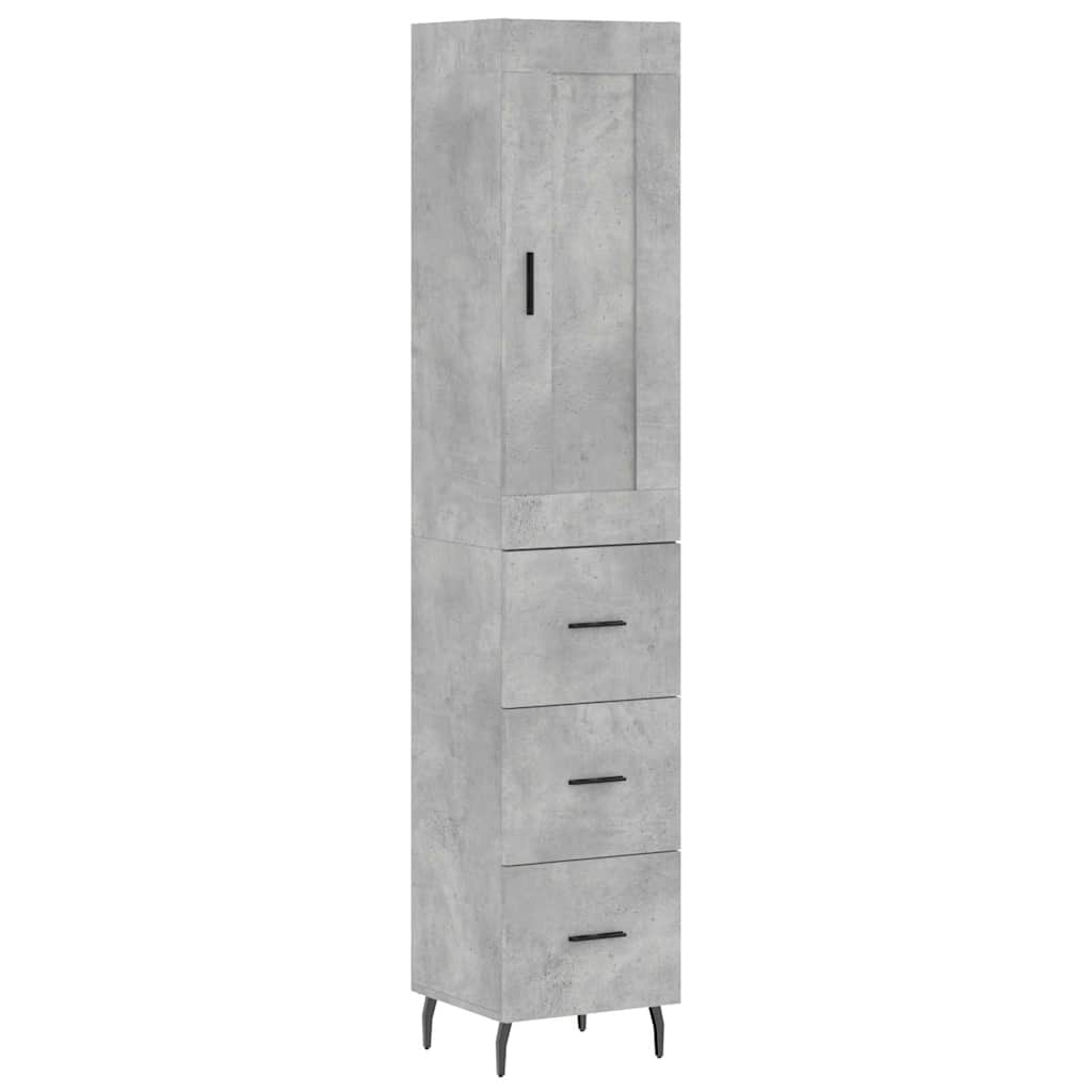 Betonszürke szerelt fa magasszekrény 34,5x34x180 cm 2
