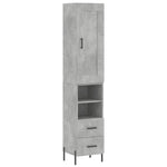 Betonszürke szerelt fa magasszekrény 34,5x34x180 cm 2
