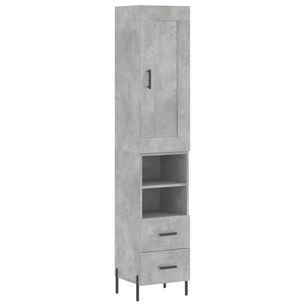 Betonszürke szerelt fa magasszekrény 34,5x34x180 cm 2