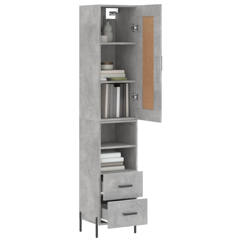 Betonszürke szerelt fa magasszekrény 34,5x34x180 cm 3